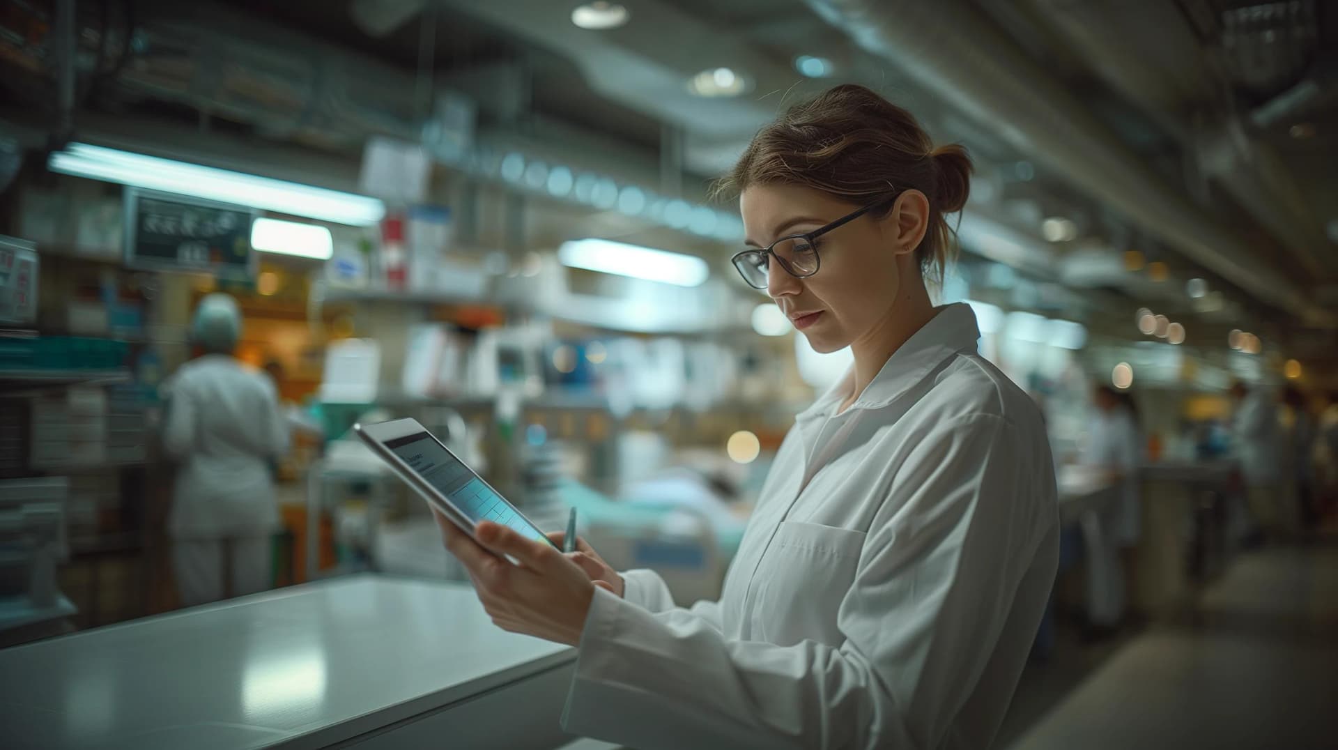 A JD Healthcare Consultants quality assurance specialist inspecting documents in a healthcare facility