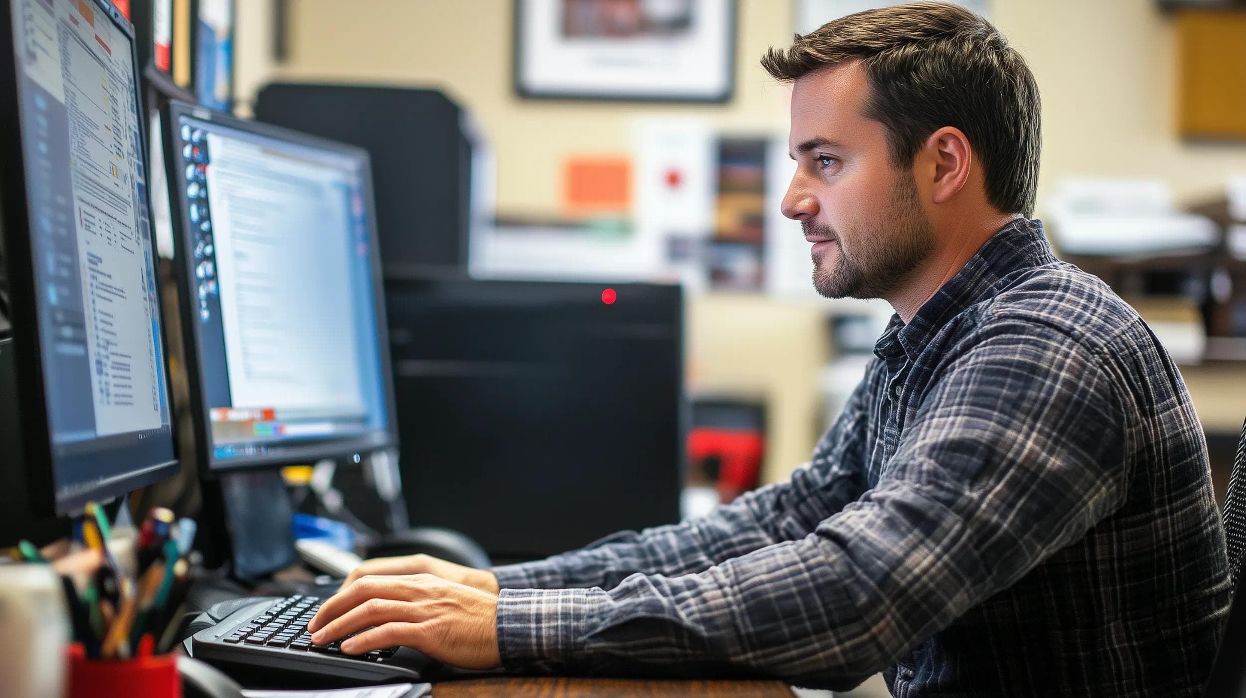 A finance professional reviewing healthcare and patient related data on a computer