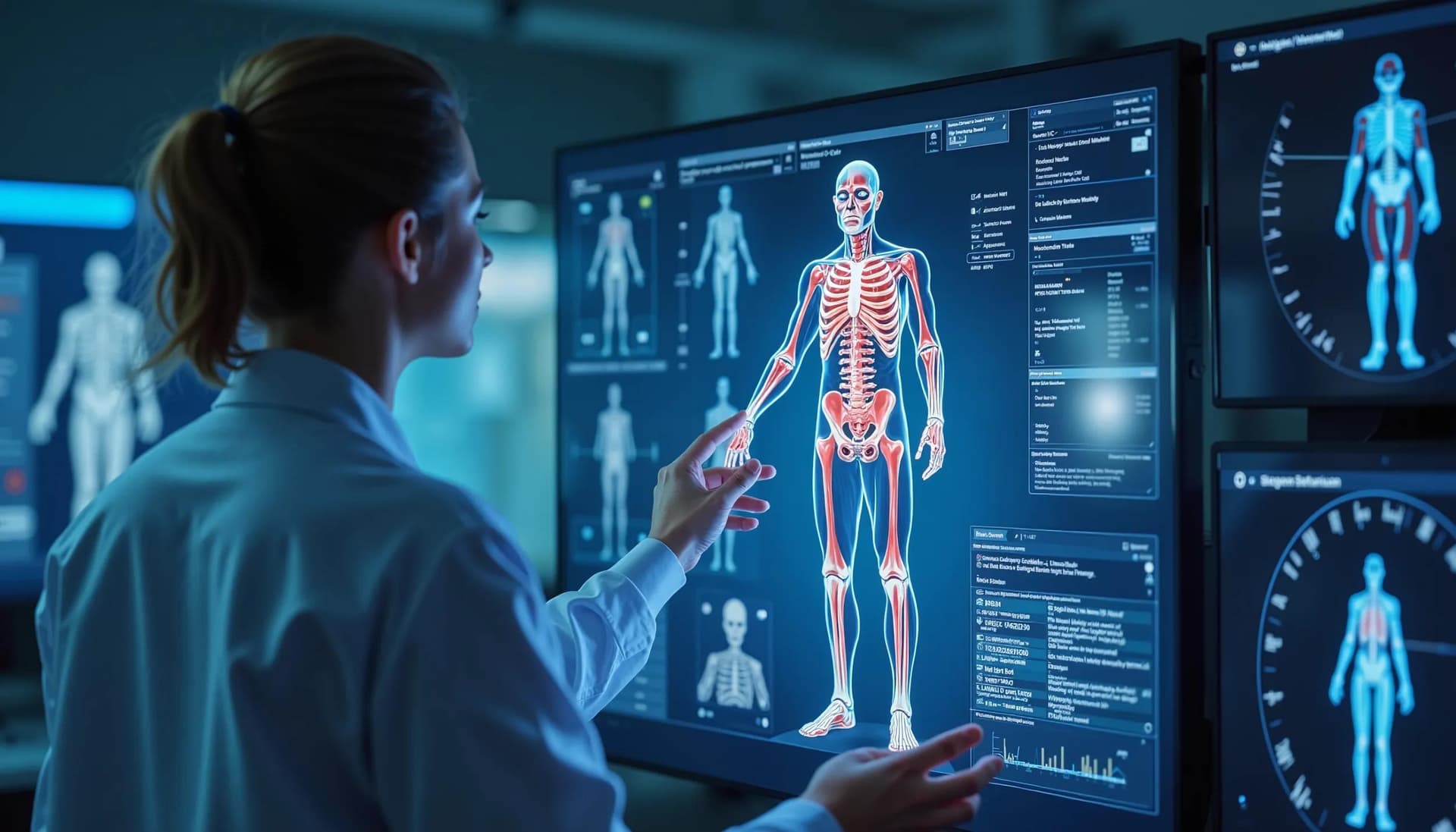 a medical professional looking over bone data related to regenerative research