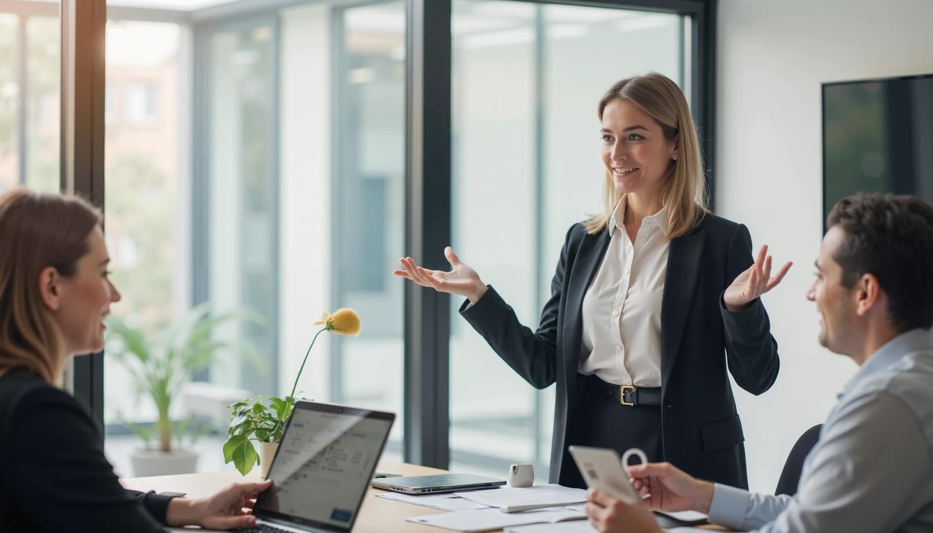 Healthcare executives in a conference room having a meeting for their accreditation