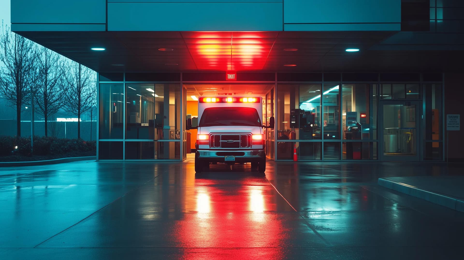 Entrance to an emergency room of a tertiary care healthcare facility