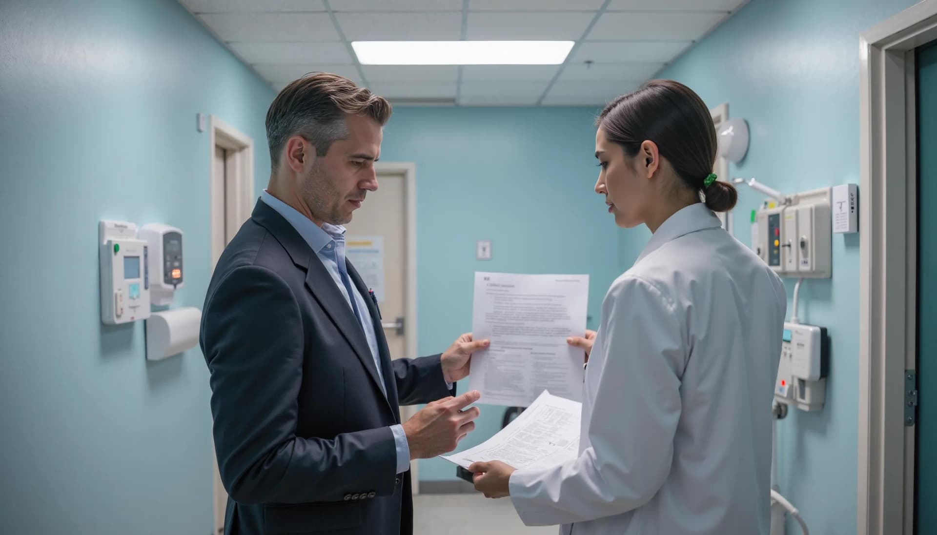 An operational management advisor is in a meeting with the hospital emergency room senior doctor