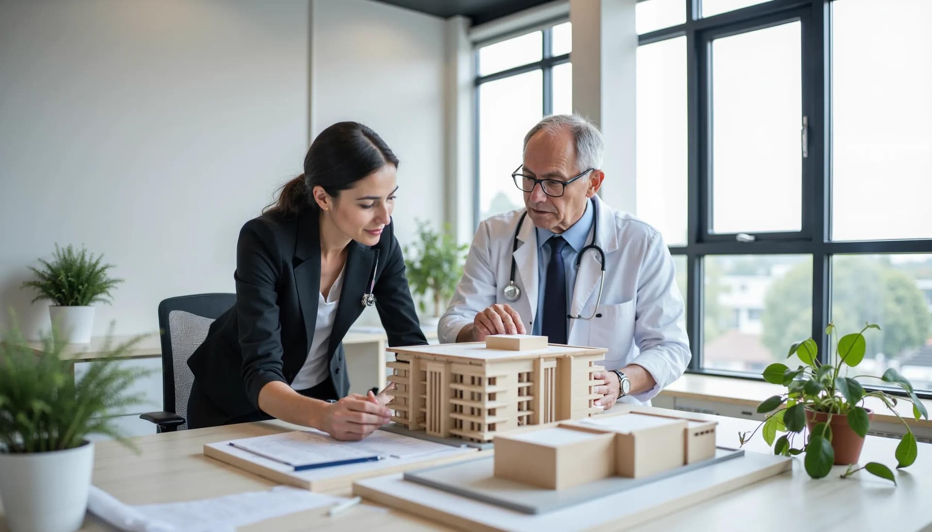A senior healthcare professional and a healthcare administrator are going over a facility expansion project to determine budgetary constraints