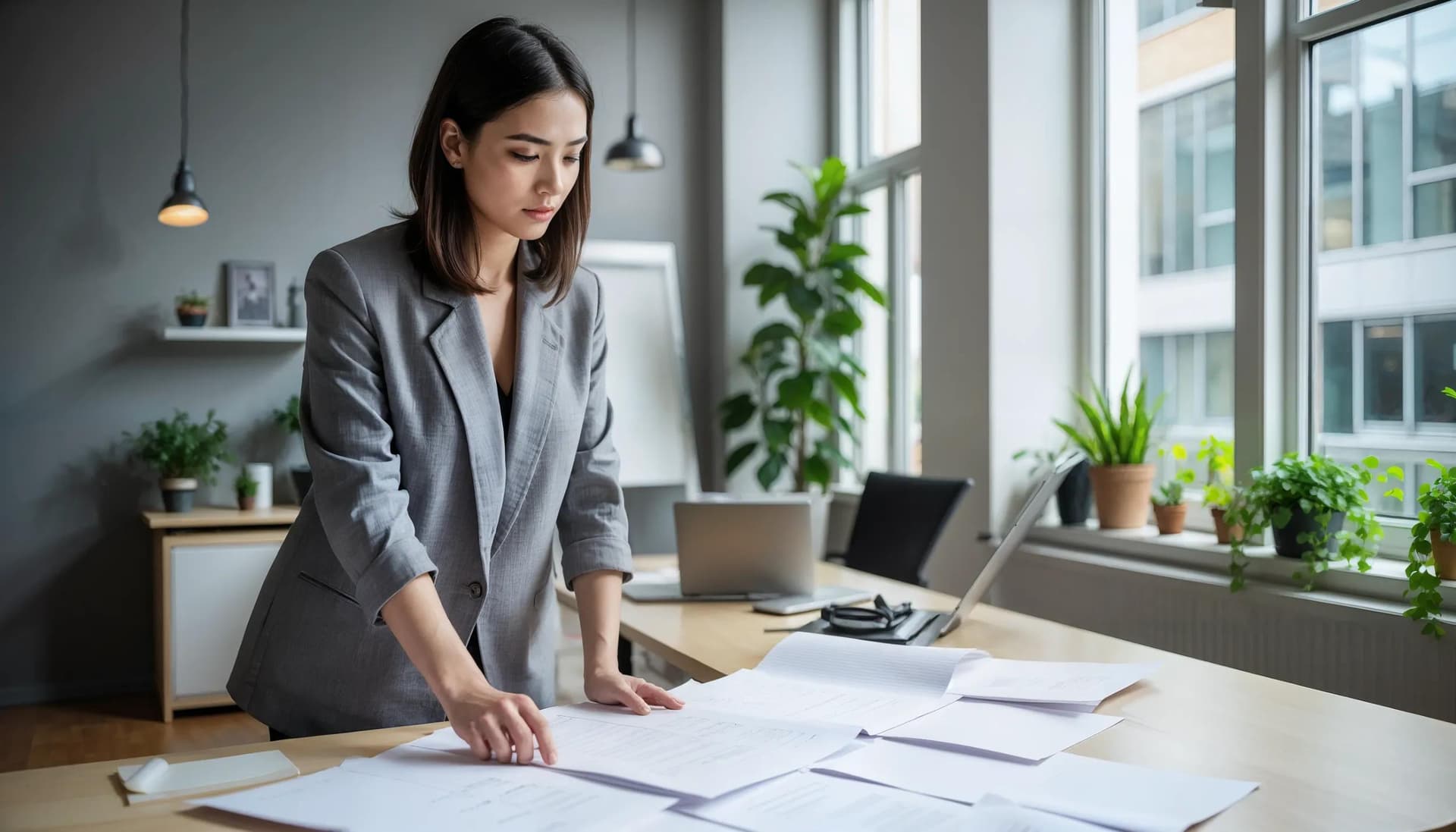 A healthcare regulatory officer is clearing their desk after a productive day at the office