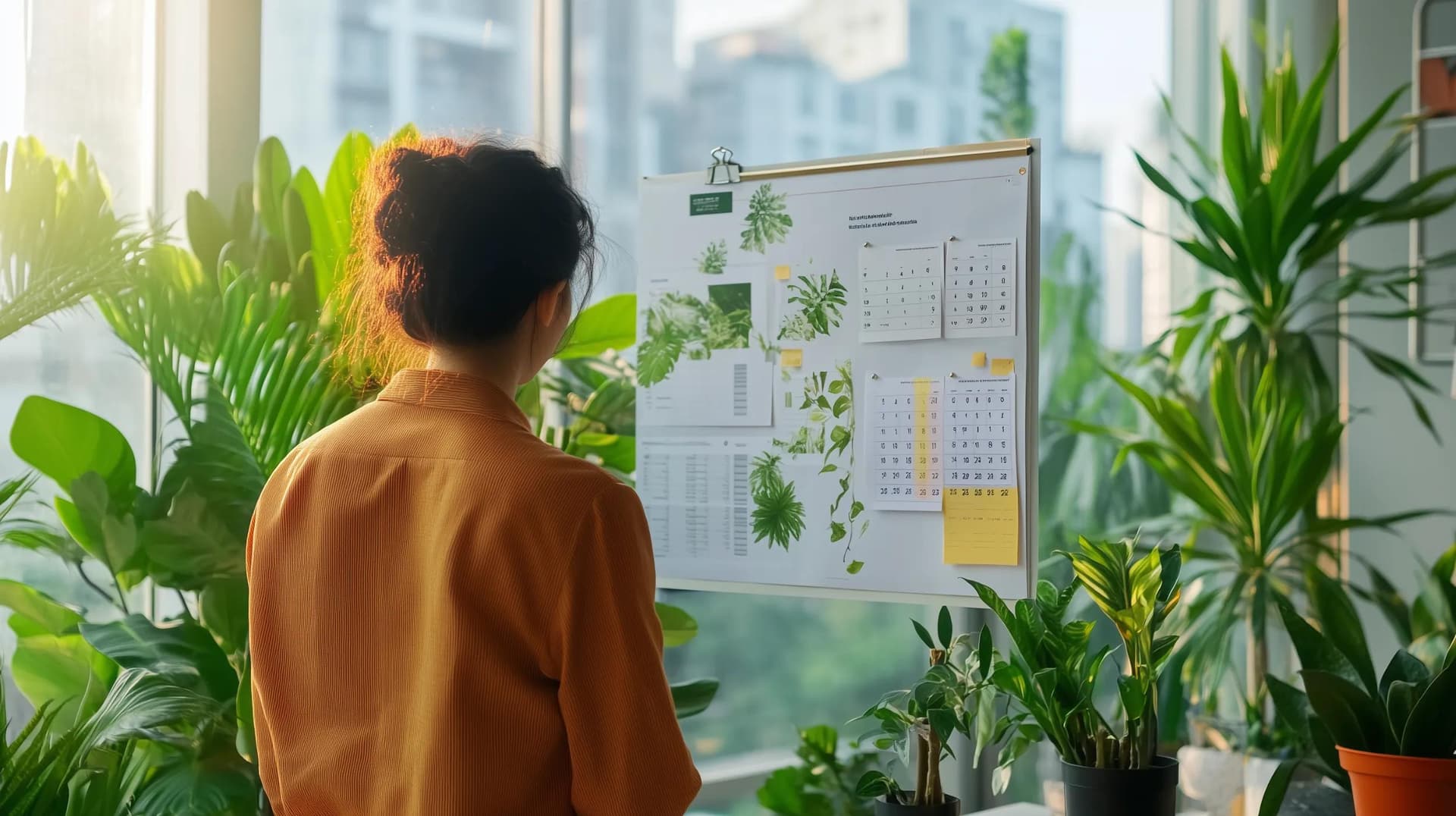 A healthcare project manager looking over the calendar to determine project schedules